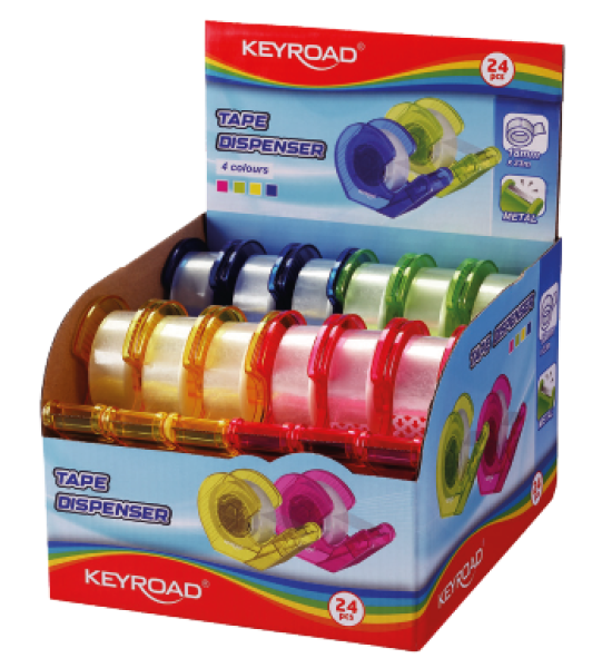 Dispensador de Cinta Adh., para rollos hasta 19mm x 33m, Exh x 24 Unds.